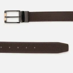 Louis Philippe Brown Leather Textured Reversible Belt image 5