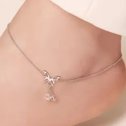 Zavya Fluttering Butterfly Dreams Rhodium-Plated 925 Sterling Silver Anklet-picture-26