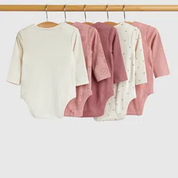 mothercare Infant Girls Pack Of 5 Printed Pure Cotton Bodysuits image 2