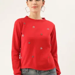 Belle Fille Red Embellished Sweatshirt-picture-33