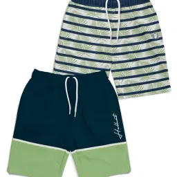 HELLCAT Kids Blue & Green Printed Shorts (Pack Of 2)-image-67