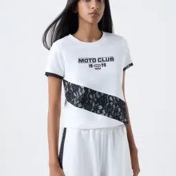 studiofit women Studiofit by Westside White Text Design Cotton T-Shirt-picture-22