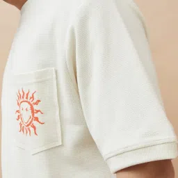 Smileyworld White Cotton Relaxed Fit Printed T-Shirt image 5