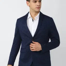 Van Heusen Sport Navy Slim Fit Printed Blazers-picture-11