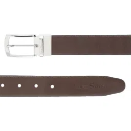 Louis Stitch Black Textured Leather Reversible Belt for Men image 5