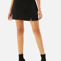 Martini Women Black Front Slit Mini Skirt-picture-37