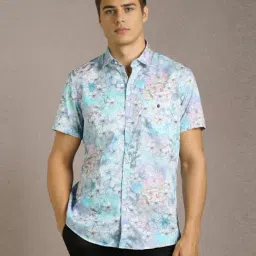 Louis Philippe Blue Cotton Slim Fit Printed Shirt-picture-48