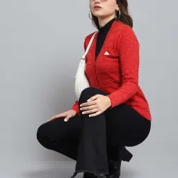 Monte Carlo Red Self Regular Fit Cardigan image 5
