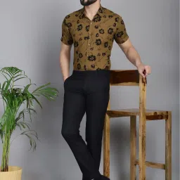 Indian Needle Mustard Regular Fit Printed Shirt image 5