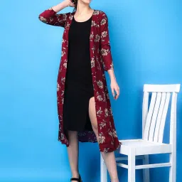 Cation Maroon Printed Long Cape image 5