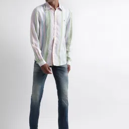 Iconic Men Striped Regular Fit Linen Shirt image 5