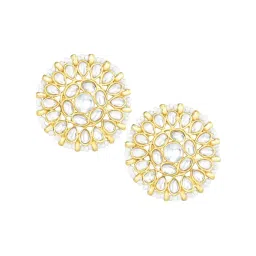 Peora White Gold-Plated Kundan & Beads Choker Earrings Set image 5
