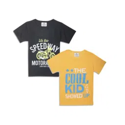 Vimal Jonney Kids Yellow & Black Printed T-Shirt (Pack of 2)-picture-33