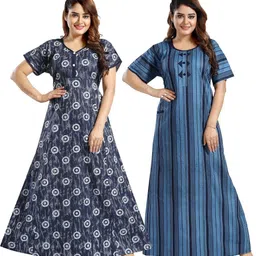 Inner Beats Pack Of 2 Cotton Blend Nightdress-image-50