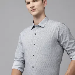 Park Avenue Slim Fit Geometric Printed Pure Cotton Formal Shirt-image-80