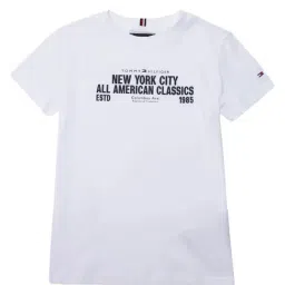 Tommy Hilfiger Kids White Cotton Regular Fit Printed T-Shirt-image-32