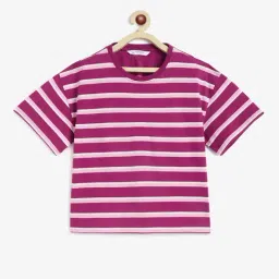 Campana Kids Purple & Pink Striped T-Shirt-image-3