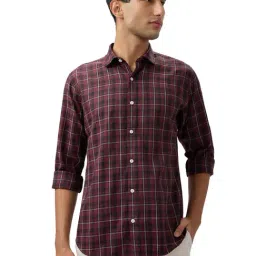Park Avenue Maroon Slim Fit Chequered Casual Shirt-picture-28
