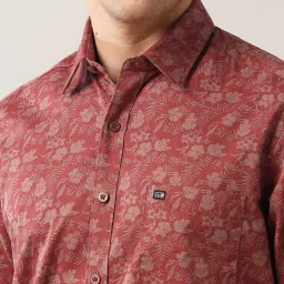 Arrow Sport Red Cotton Slim fit Floral Casual Shirt image 5