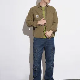 Being Human Brown Cotton Regular Fit Solid Shacket image 5