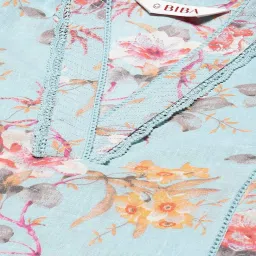 Biba Turquoise Floral Print Straight Kurta image 5