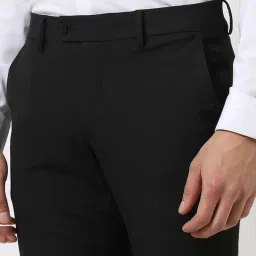 Van Heusen Black Slim fit Solid Trousers image 5