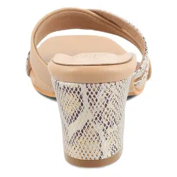 Tresmode Women's Beige Cross Strap Sandals image 5