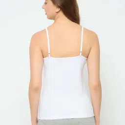 Clovia White Cotton Regular Fit Camisole image 2