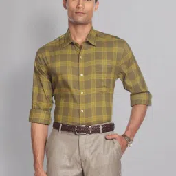 AD by Arvind Khaki Slim Fit Check Shirt-picture-40