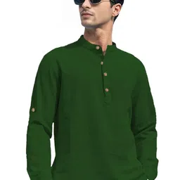 Navkanj Mandarin Collar Roll-Up Sleeves Cotton Straight Kurta-picture-17