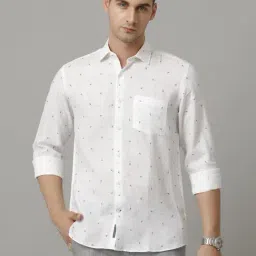 Linen Club Blue Linen Regular Fit Printed Shirt-picture-17