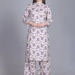 TRUDO Women Floral Printed Regular Pure Cotton Kurta with Palazzos-picture-35