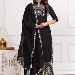 BAESD Women Ethnic Motifs Embroidered Regular Mirror Work Kurta with Trousers & With Dupatta-image-38
