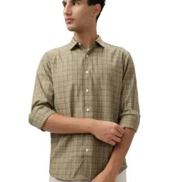 Park Avenue Green Slim Fit Chequered Casual Shirt-image-36