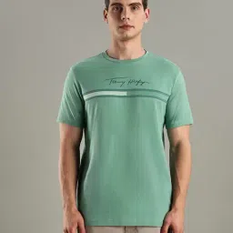 TOMMY HILFIGER Green Logo Regular Fit Cotton T-Shirt-picture-40