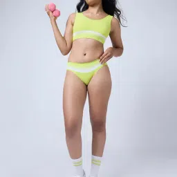 Feier Lime Green Stripes Bralette Bra image 4