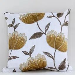 Whispering Homes Yellow Crocus Designer Embroidered Cushion Cover-image-52