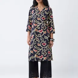 Utsa by Westside Black Ikat Design Straight Cotton Kurta-image-74