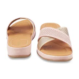 Mochi Women's Peach Cross Strap Wedges image 5