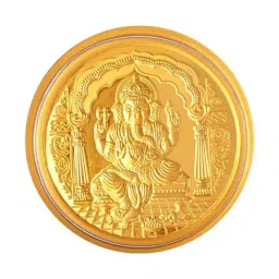 P.C. Chandra Jewellers Ganesh-Inscribed 24k (999) 0.3gm Yellow Gold Foil Coin-image-5