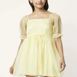 People by Pantaloons Yellow A-Line Dress-picture-35