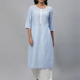 Aurelia Blue Printed Straight Kurta-picture-34