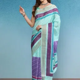 Silk Land Blue Silk Printed Saree With Unstitched Blouse-picture-16