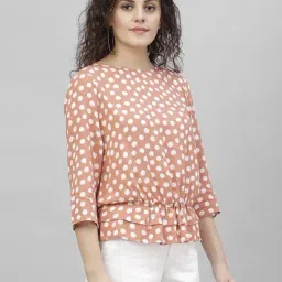 Gipsy Beige Rayon Relaxed Fit Three-Quarter Sleeves Top image 3