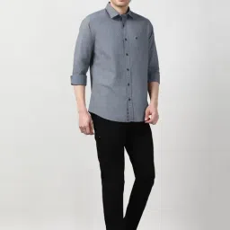 Peter England Grey Slim Fit Printed Shirt image 5