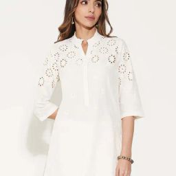 Rangmanch By Pantaloons Antique White Regular Fit Embroidered Kurti-picture-9