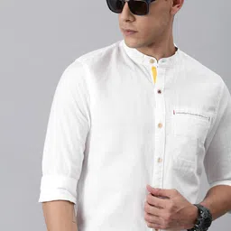 WROGN Men White Solid Slim Fit Casual Shirt-image-91