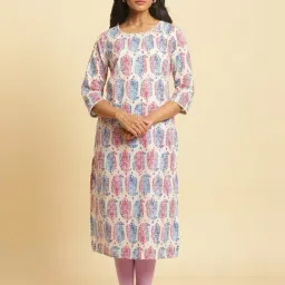 W White Printed Straight Kurta-picture-36