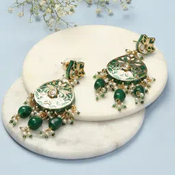 Biba Green Brass Dangler Earrings for Women-image-41