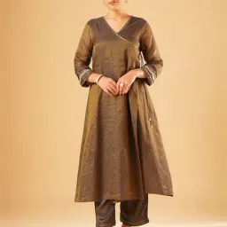 Jaypore Women Brown Hand Embroidered Loose Fit Kurta-image-45